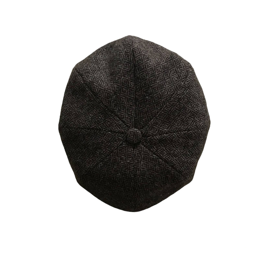 Stanley Biggs Clothiers Made In England Newsboy Tweed Wool Cobb Cap Hat M Brown